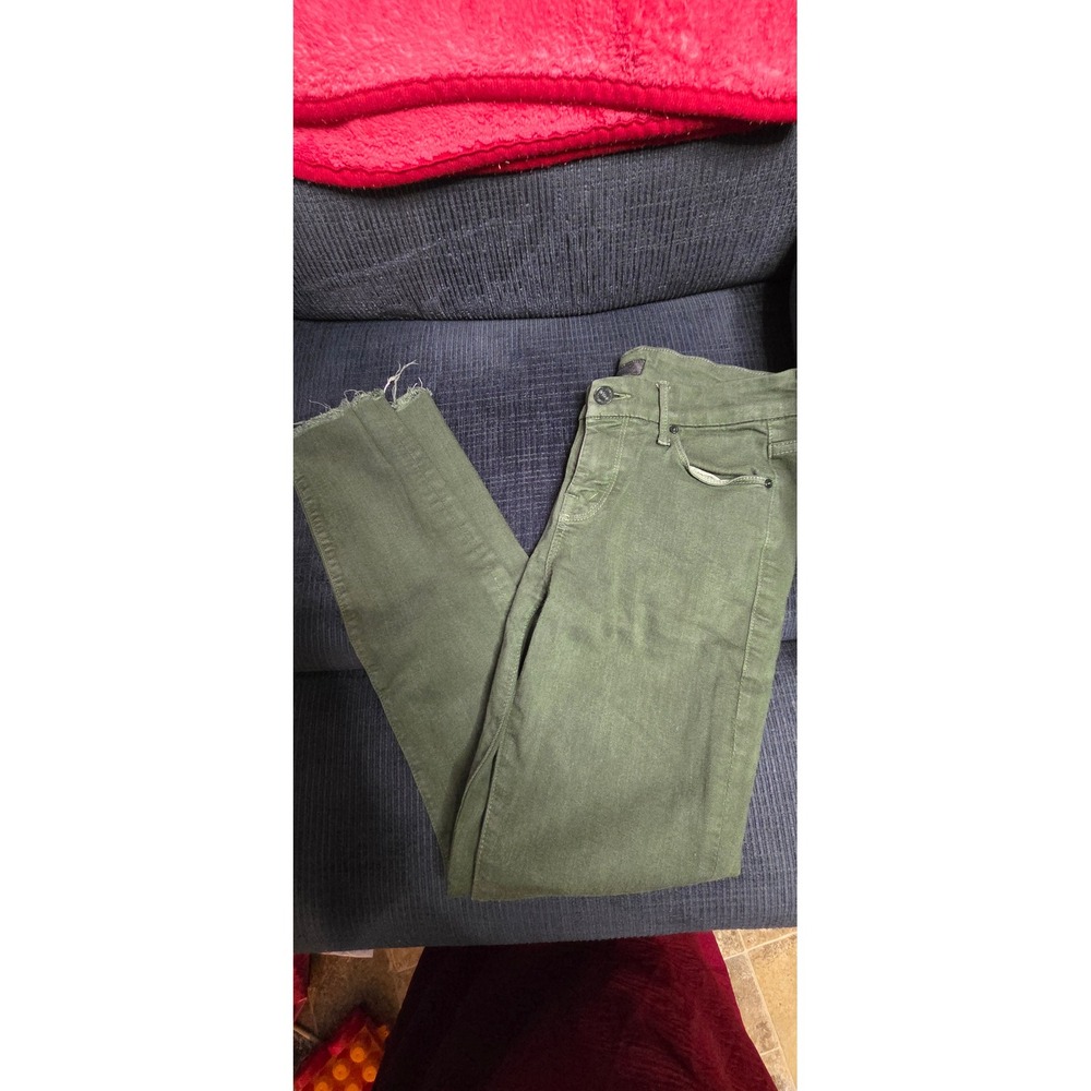 Mother Looker Ankle Fray Skinny Jeans Olive Green Size 25